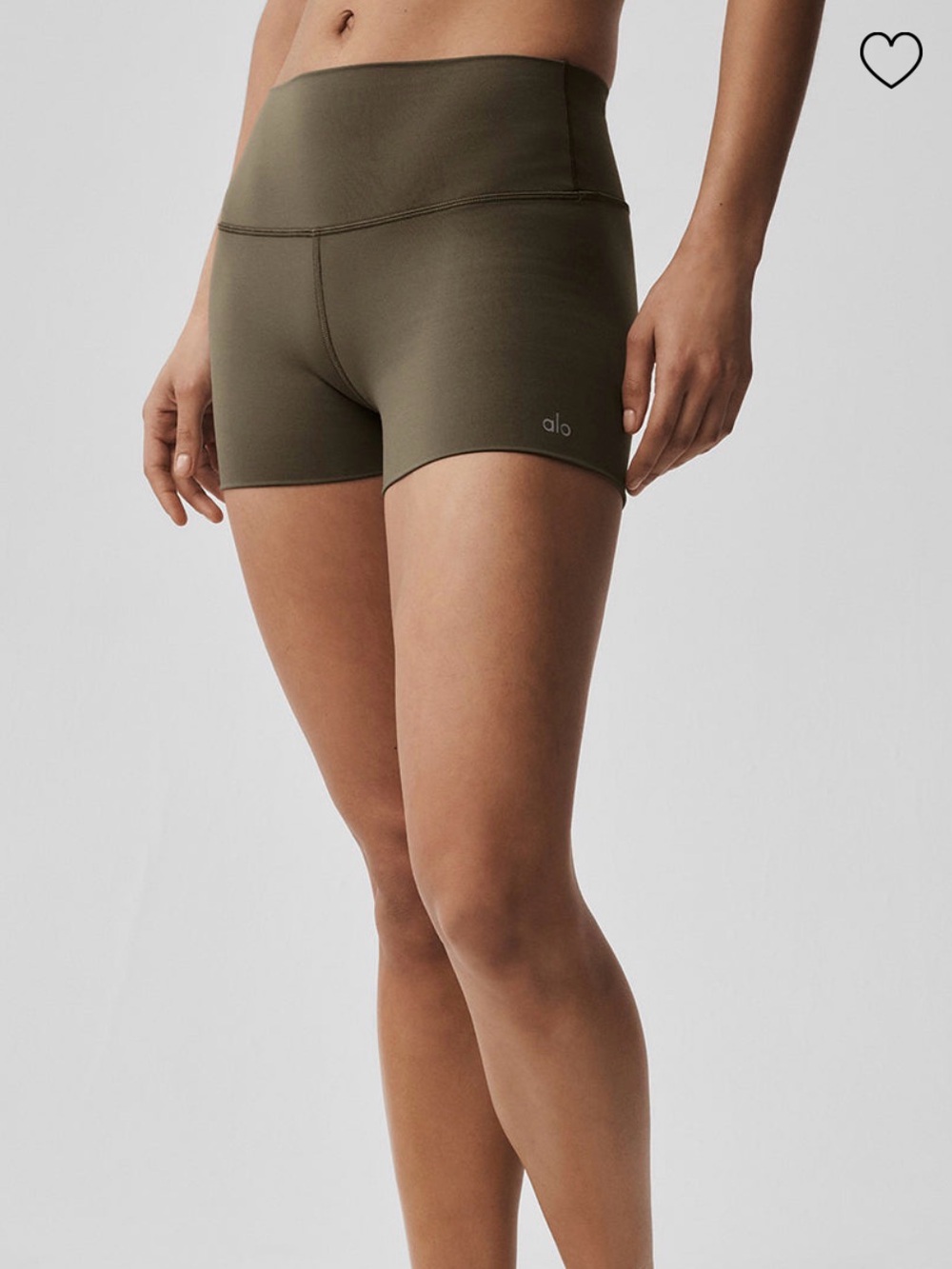 ALO Yoga softsculpt 3” precision shorts in olive tree color